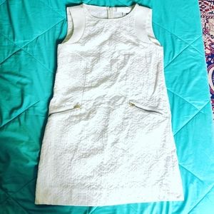Cream embossed shift dress